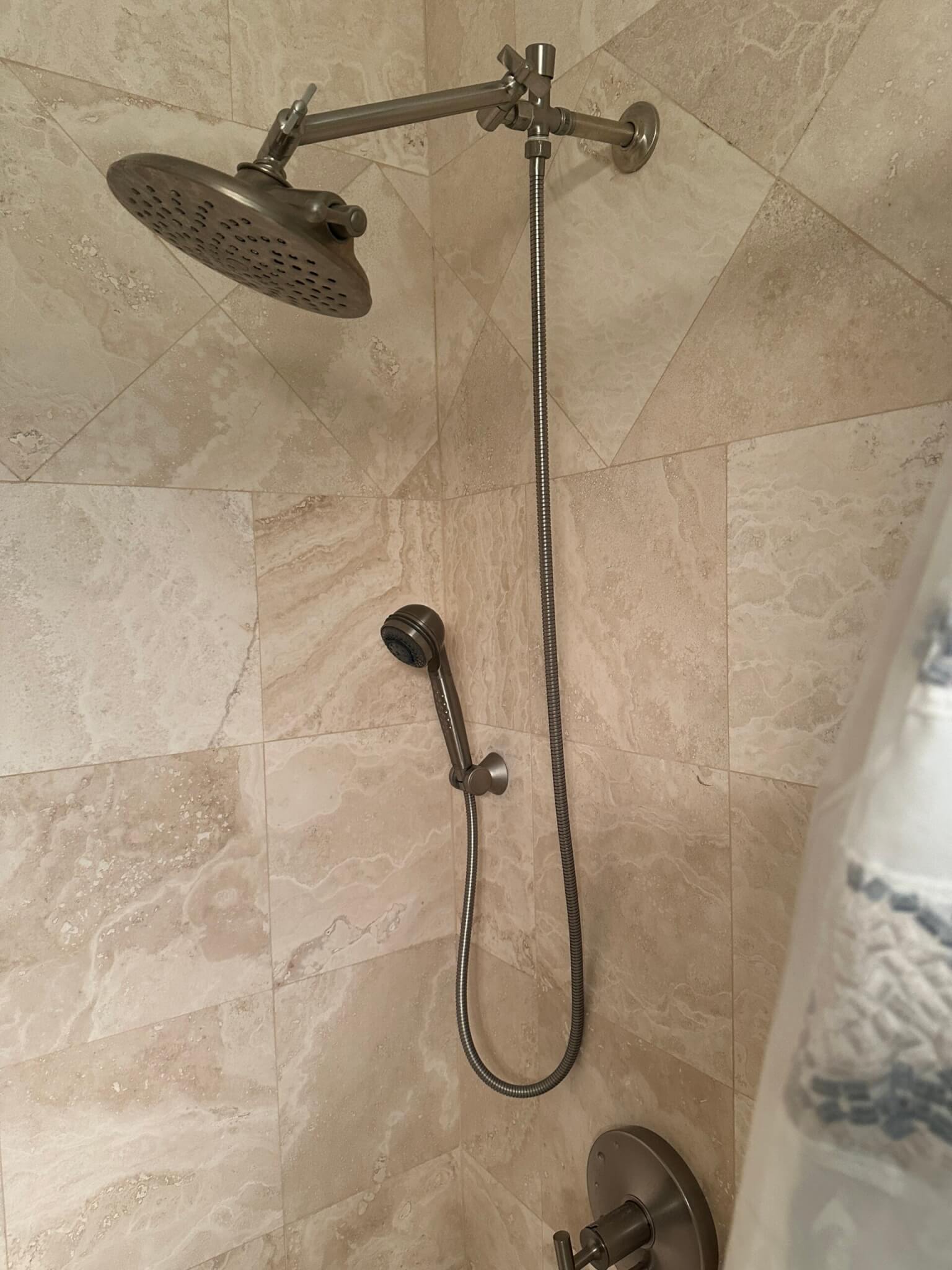 IMG_7624-2 Bathroom Remodel in Bethany Lakes, Bethany Beach DE with White Vanity, Tub, Arpell Azul Mosaic Wall Tiles, Snape Gloss Tiles