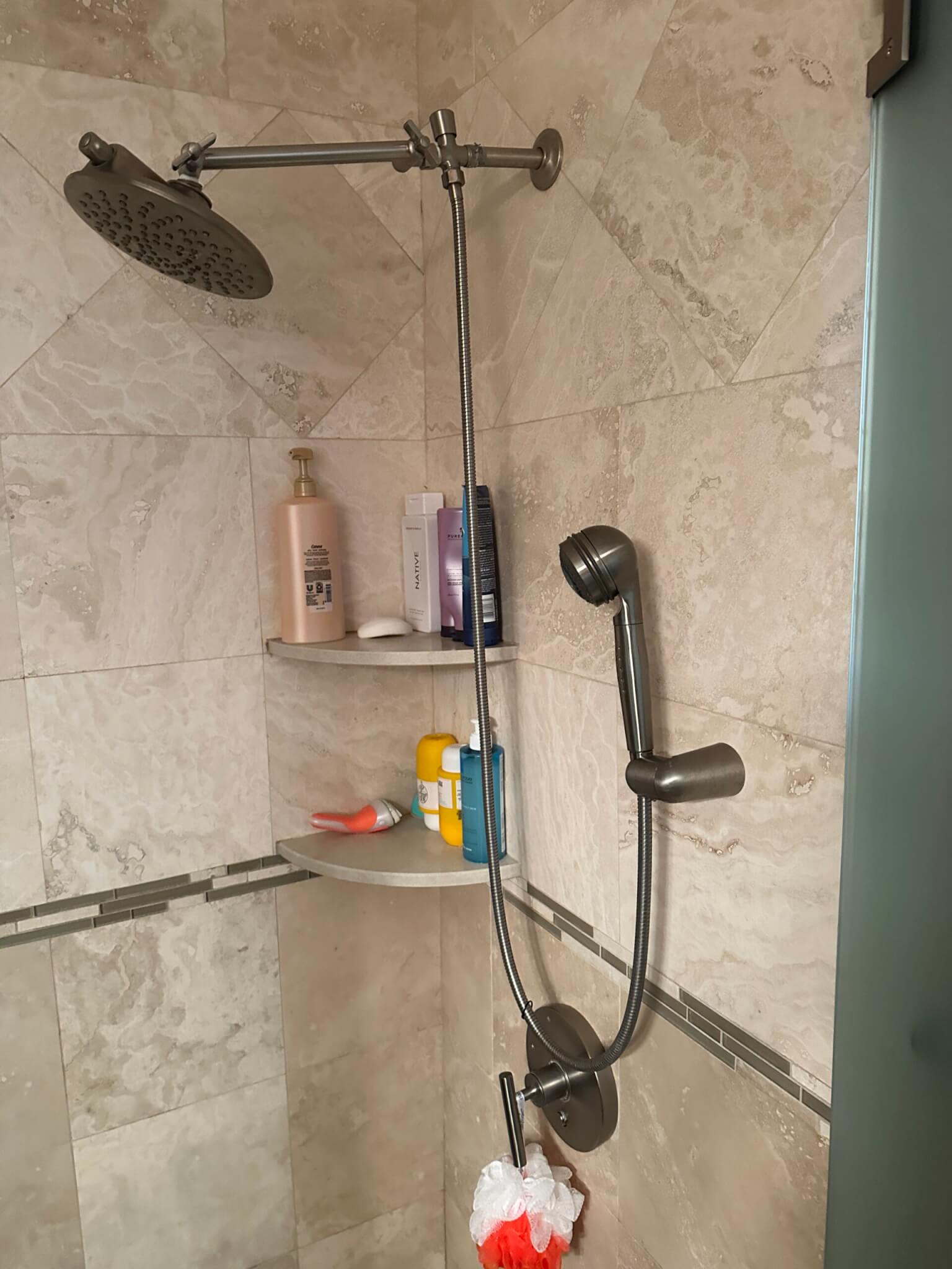 IMG_7629-2 Bathroom Remodel in Bethany Lakes, Bethany Beach DE with White Vanity, Tub, Arpell Azul Mosaic Wall Tiles, Snape Gloss Tiles