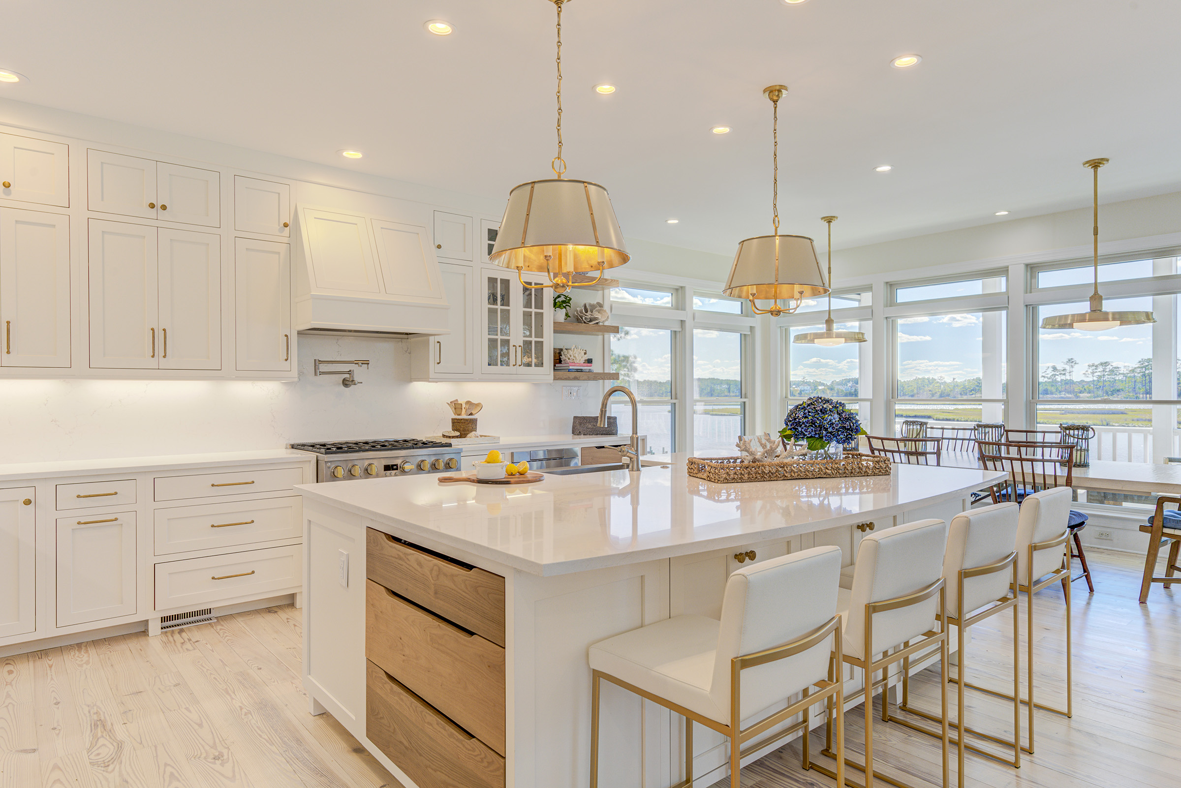 Sea Light Design-Build Pine Road Kitchen Renovation in Selbyville Delaware - open floor plan marries with dining room and living room beautifully