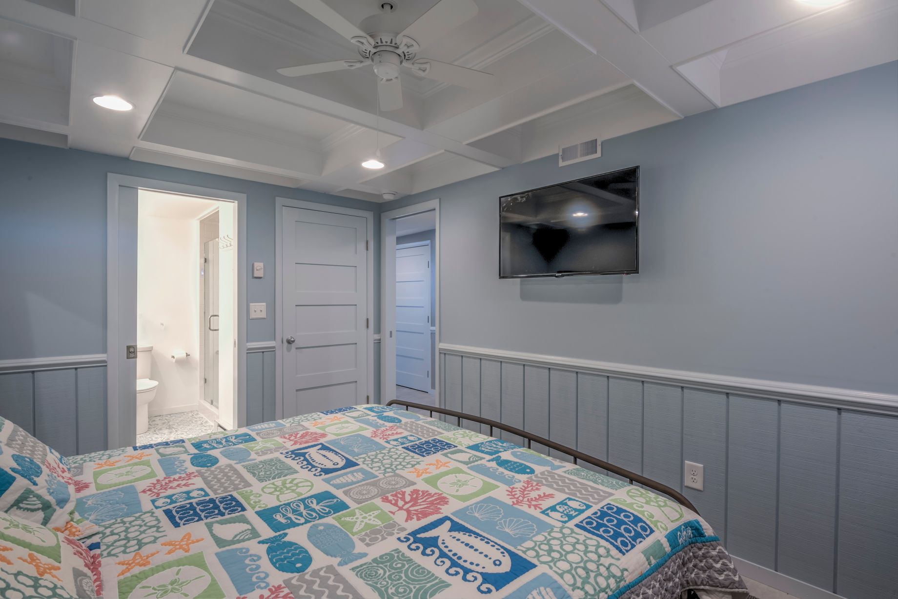 Renovation in Campbell Place, Bethany Beach DE - Bedroom with Wall Mount TV