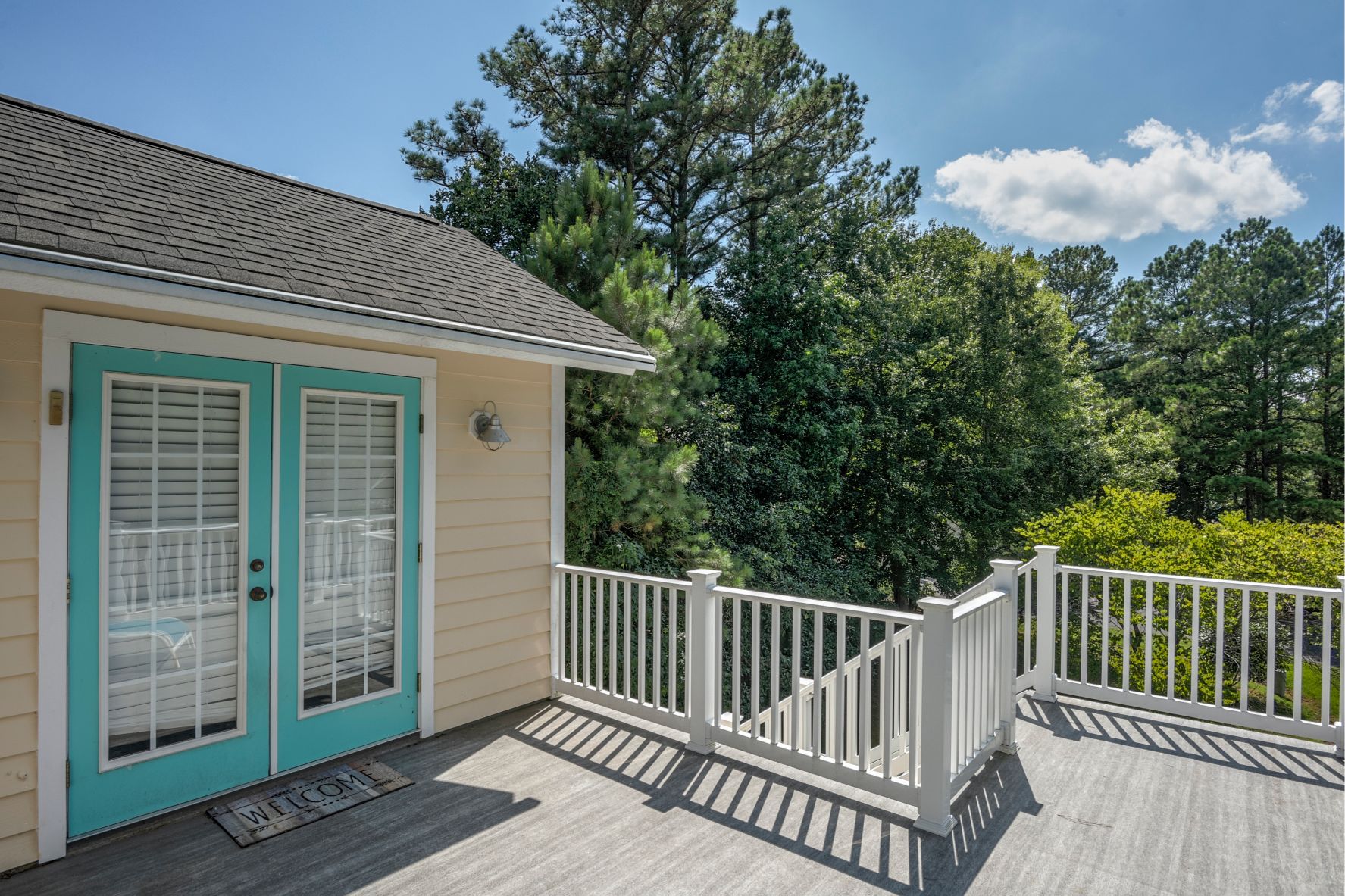Deck Addition in Canal Drive, Millsboro DE with Teal Door Frame