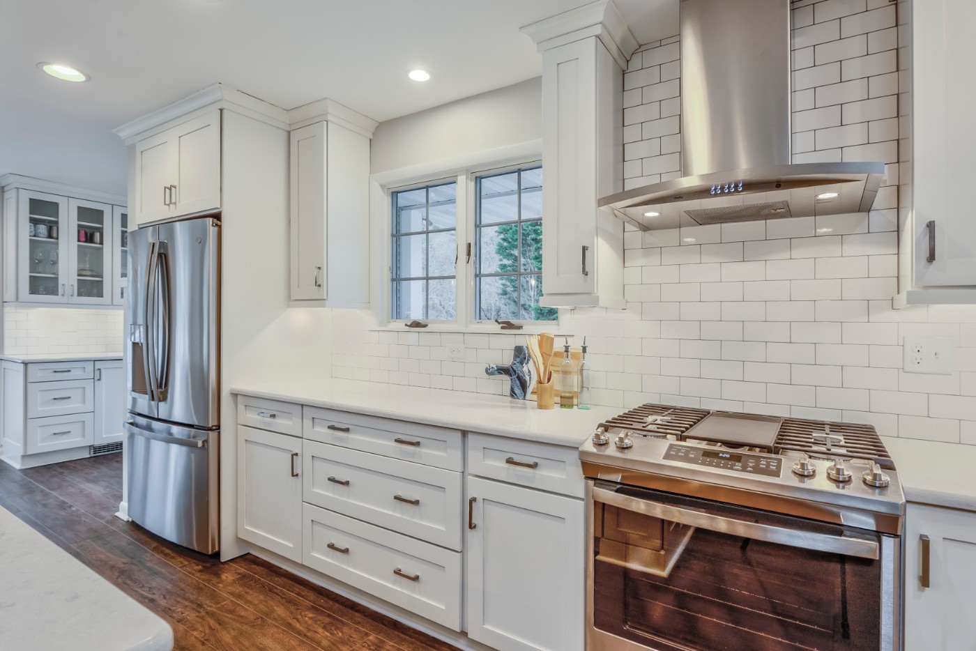 Canal Way Kitchen Remodel in Bethany Beach DE with White Shaker Cabinets and Stainless Steel Appliances