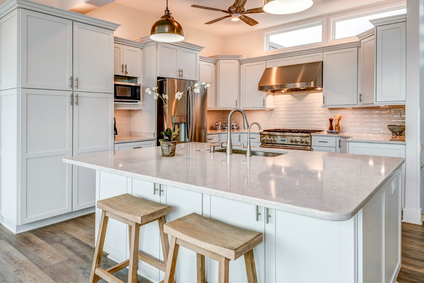 Cotton Patch Hills Kitchen Remodel in Bethany Beach DE with White Center Island with White Countertop