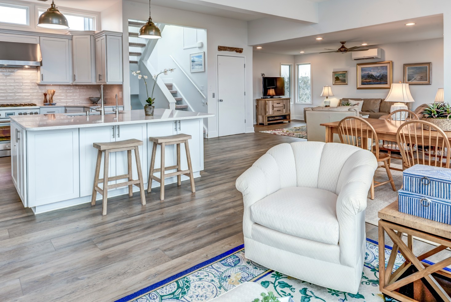Cotton Patch Hills Renovation in Bethany Beach DE - Great Room with Kitchen Island