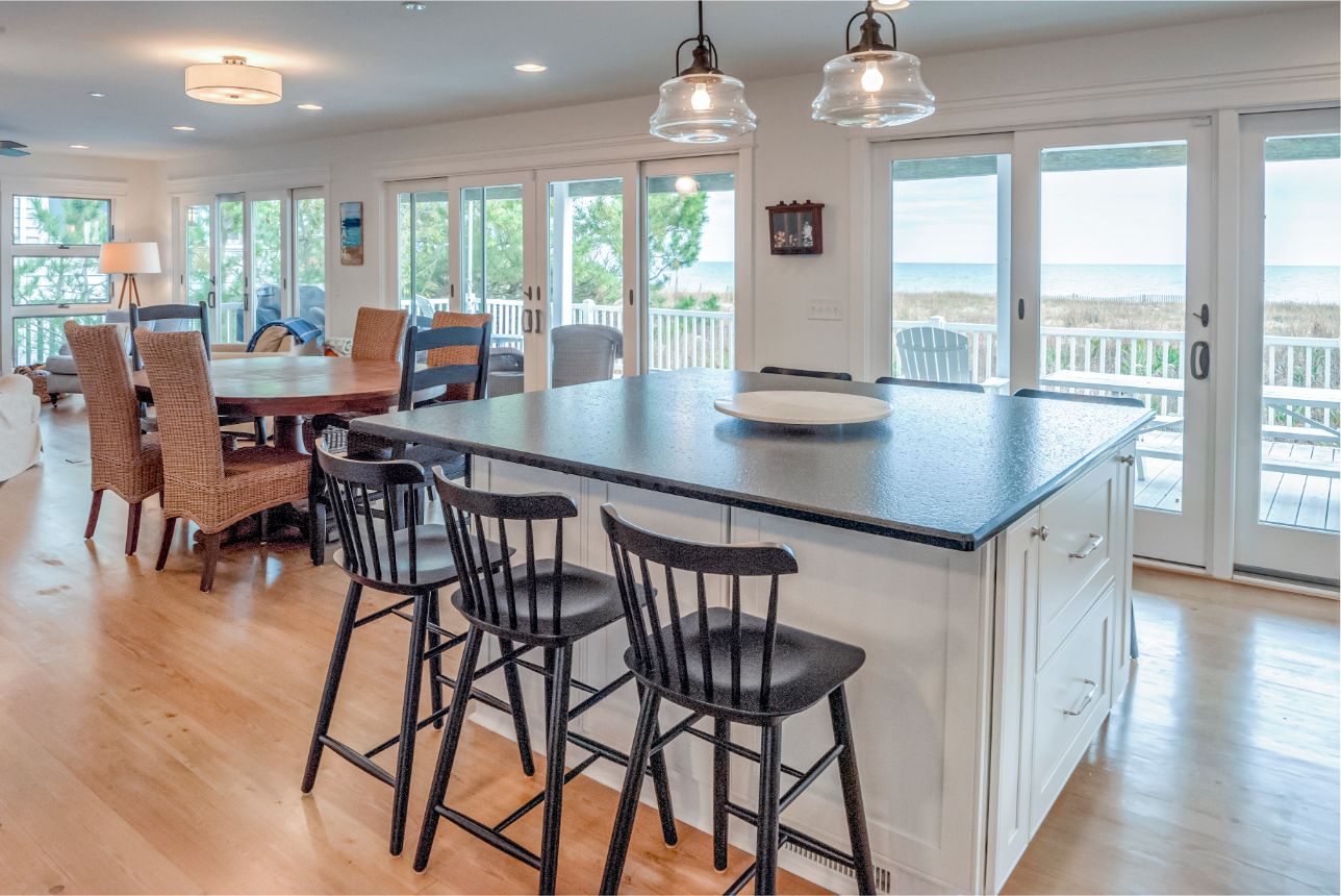 Center Island next to Oval Dining Table