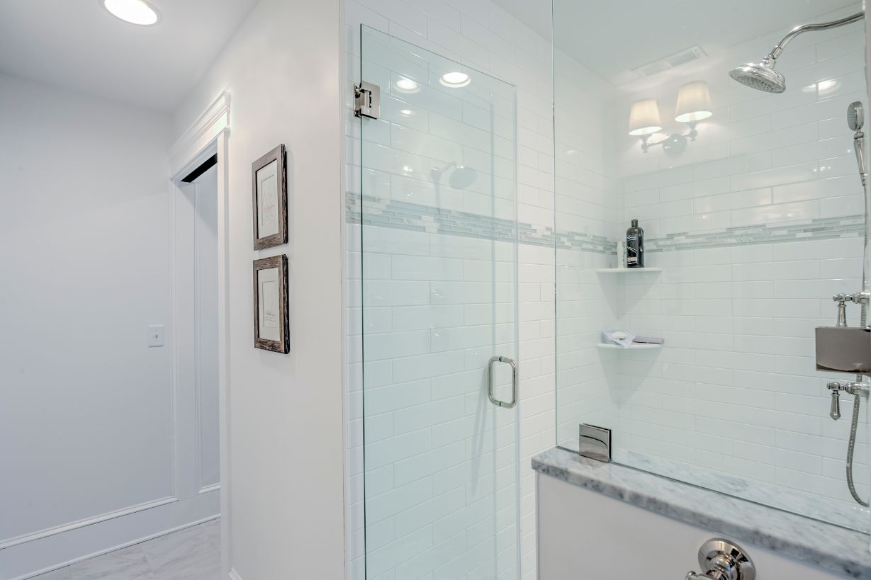 Master Bathroom with Frameless Glass Shower Door